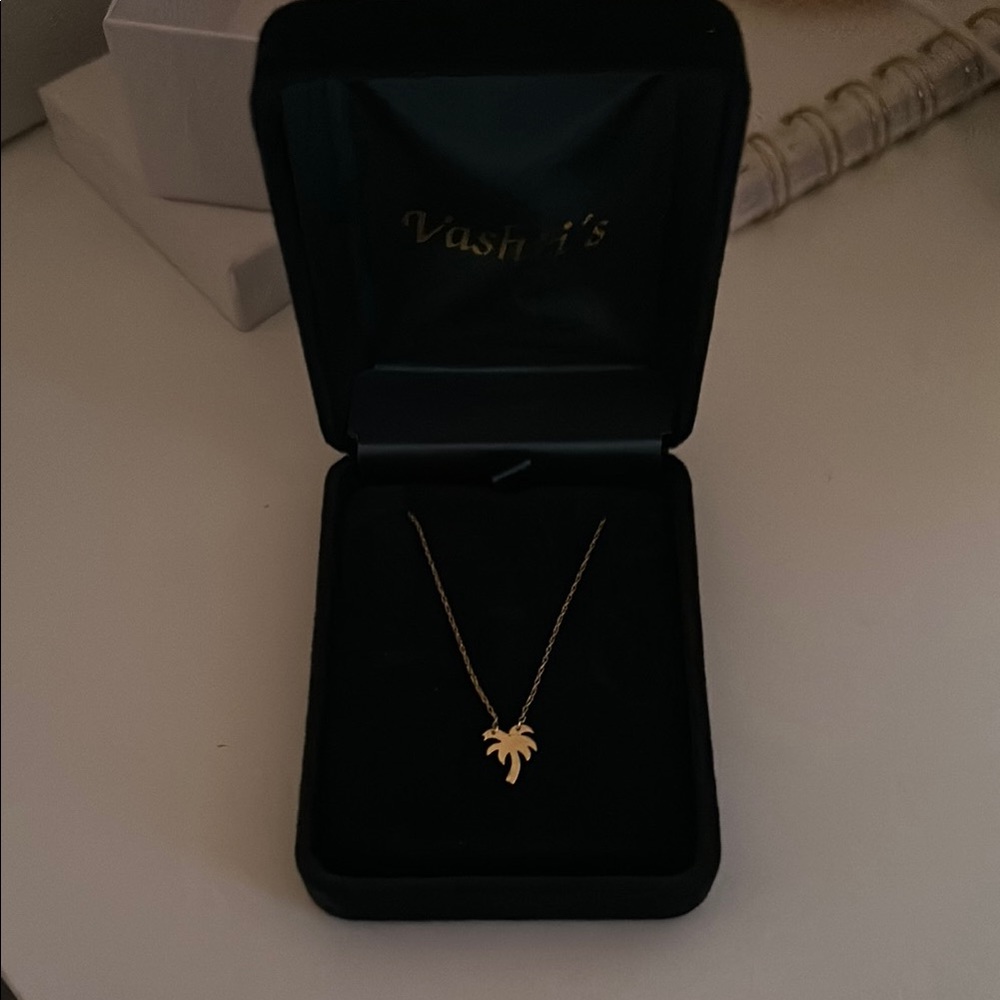 Gold Palm Tree Pendant Necklace